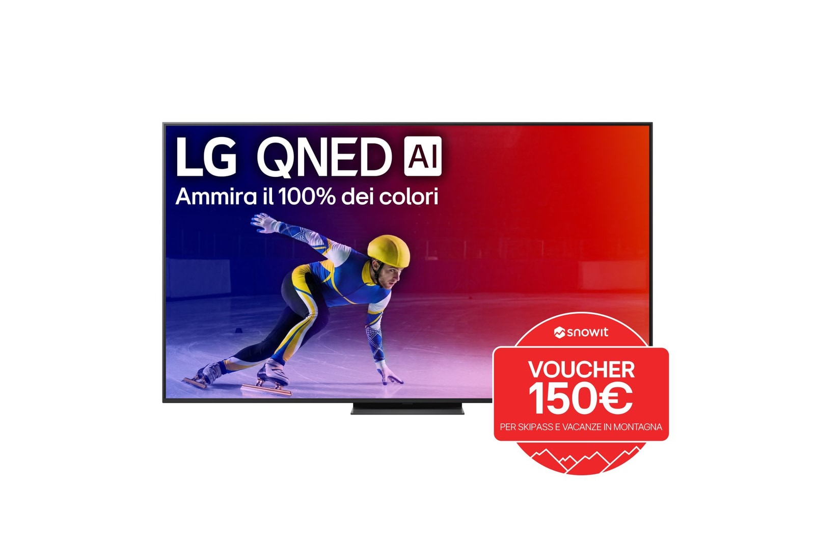 Vista frontale di TV 75 pollici LG QNED evo AI QNED87 MiniLED 4K Smart TV 2025 75QNED87A6B